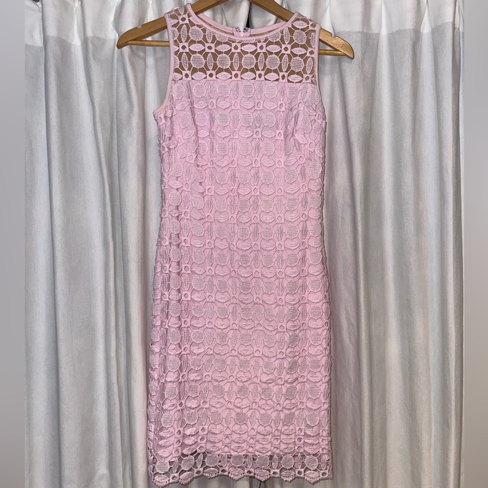Lauren Ralph Lauren Geometric Lace Sleeveless Dress - Pink - Size 2